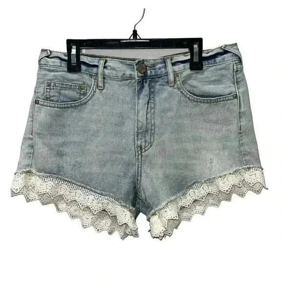 Free People Lacey Cutoff Daisy Wash Distressed Denim Shorts Size 26 Boho - Picture 8 of 9